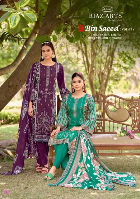 Bin Saeed Vol 17 By Riaz Arts Cambric Cotton Lawn Dress Material